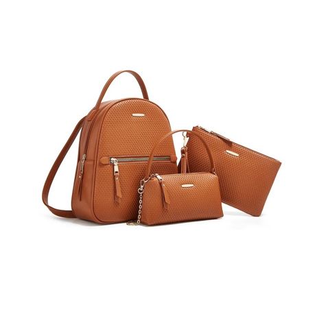 Γυναικείο σετ Σακίδιο πλάτης/τσάντα χιαστί/τσάντα χειρός Cardinal ZM906 καφέ